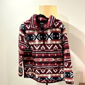 Wrangler Red and White Zip Up Sweater with Cozy Design